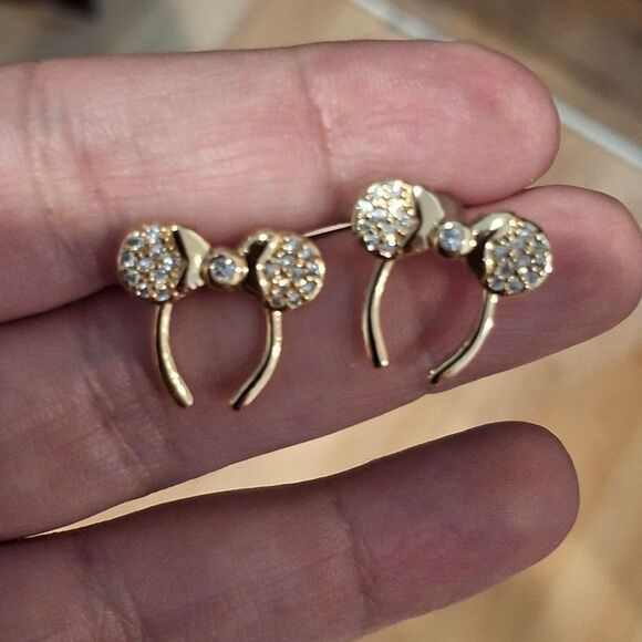 18k Gold Plated Diamond Mickey Necklace & Earring Set - Picture 3 of 7